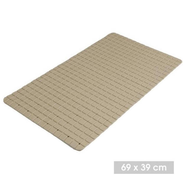 Urban Living Badkamer/douche anti slip mat - rubber - voor op de vloer - beige - 39 x 69 cm - Badmatjes