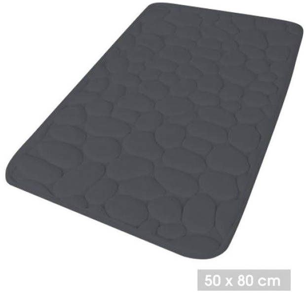 Urban Living Badkamerkleedje/badmat tapijt - memory foam - antraciet - 50 x 80 cm - Badmatjes