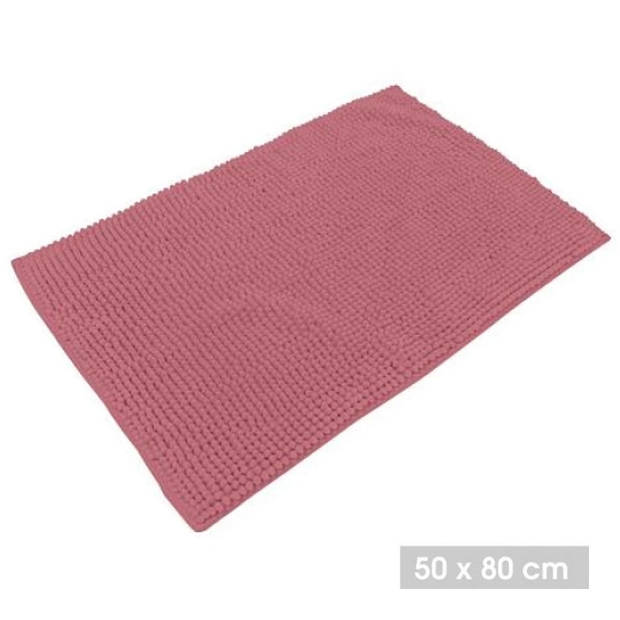 Urban Living Badkamerkleedje/badmat tapijt - voor op de vloer - oud roze - 50 x 80 cm - Badmatjes