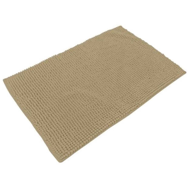 Urban Living Douche anti-slip en droogloop mat/tapijt - badkamer set - rubber/polyester - beige - Badmatjes