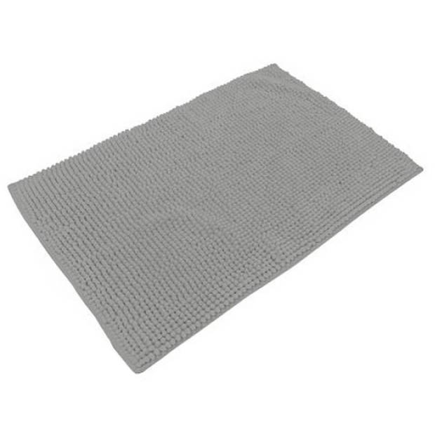 Urban Living Douche anti-slip en droogloop mat/tapijt - badkamer set - rubber/polyester - steengrijs - Badmatjes