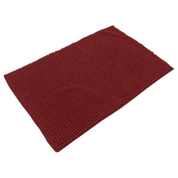Urban Living Douche anti-slip en droogloop mat/tapijt - badkamer set - rubber/polyester - donkerrood - Badmatjes