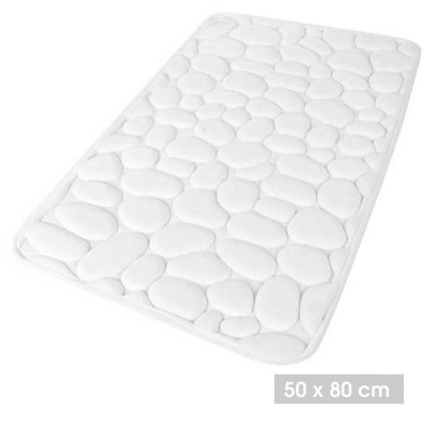 Urban Living Badkamerkleedje/badmat tapijt - memory foam - parel wit - 50 x 80 cm - Badmatjes