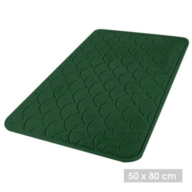 Urban Living Badkamerkleedje/badmat tapijt - memory foam - donkergroen - 50 x 80 cm - Badmatjes