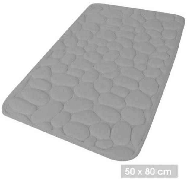 Urban Living Badkamerkleedje/badmat tapijt - memory foam - steengrijs - 50 x 80 cm - Badmatjes