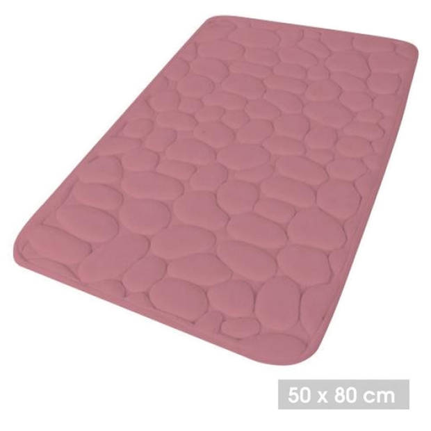 Urban Living Badkamerkleedje/badmat tapijt - memory foam - oud roze - 50 x 80 cm - Badmatjes