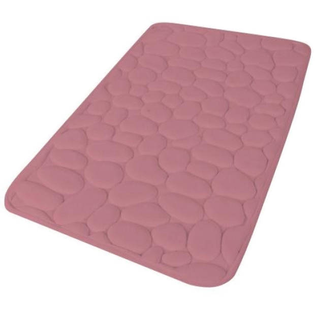 Urban Living badkamer droogloop matjes/tapijt - set 2x stuks - memory foam - oud roze - Badmatjes