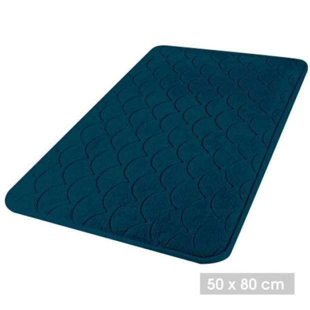 Urban Living badkamer droogloop matjes/tapijt - set 2x stuks - memory foam - donkerblauw - Badmatjes