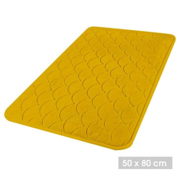 Urban Living Badkamerkleedje/badmat tapijt - memory foam - oker geel - 50 x 80 cm - Badmatjes