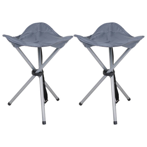 Urban Living bijzet krukje/stoeltje - 2x - Opvouwbaar - Camping/outdoor - D32 x H43 cm - Campingkrukjes