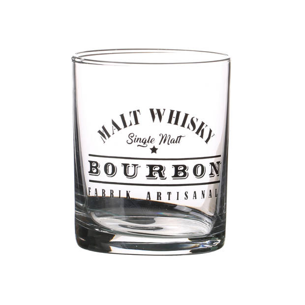 Urban Living whiskey/water/drinkglazen Comptoir - gedecoreerd glas - 6x stuks - 280 ml - Whiskeyglazen