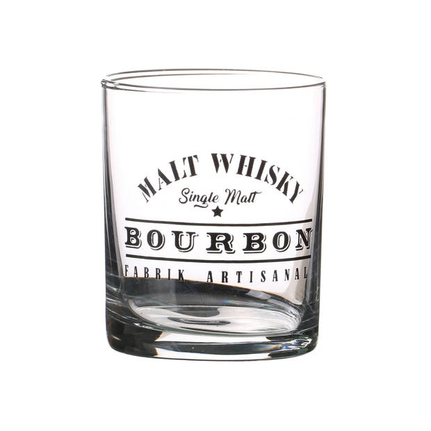 Urban Living whiskey/water/drinkglazen Comptoir - gedecoreerd glas - 3x stuks - 280 ml - Whiskeyglazen