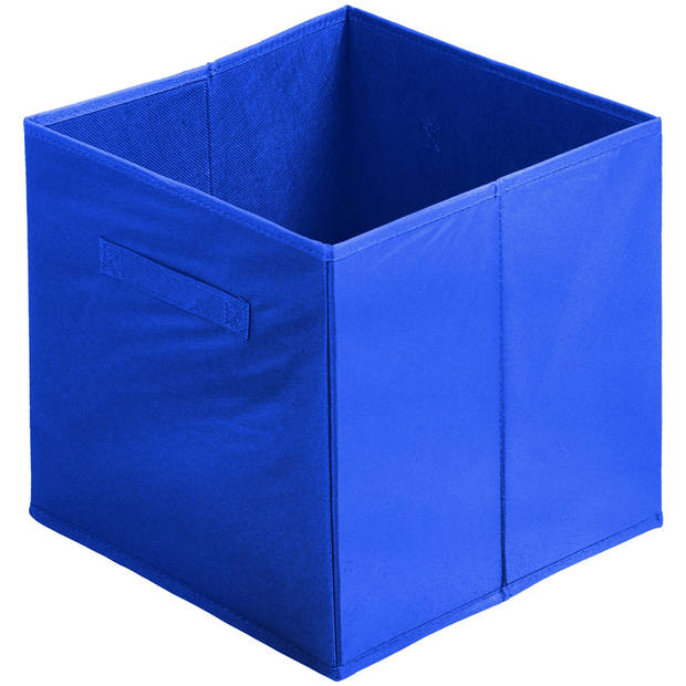 Urban Living Opbergmand/kastmand - 2x - karton/kunststof - 29 liter - blauw - 31 x 31 x 31 cm - Opbergmanden