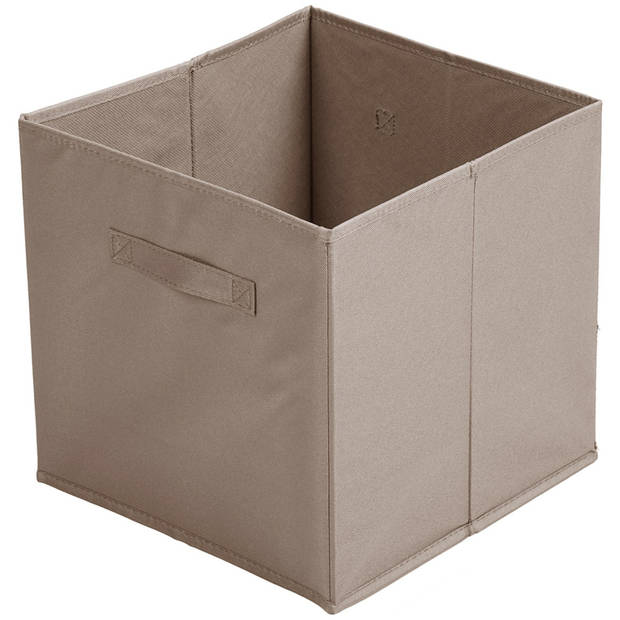 Urban Living Opbergmand/kastmand Square Box - 4x - karton/kunststof - 29 liter - beige - 31 x 31 x 31 cm - Opbergmanden