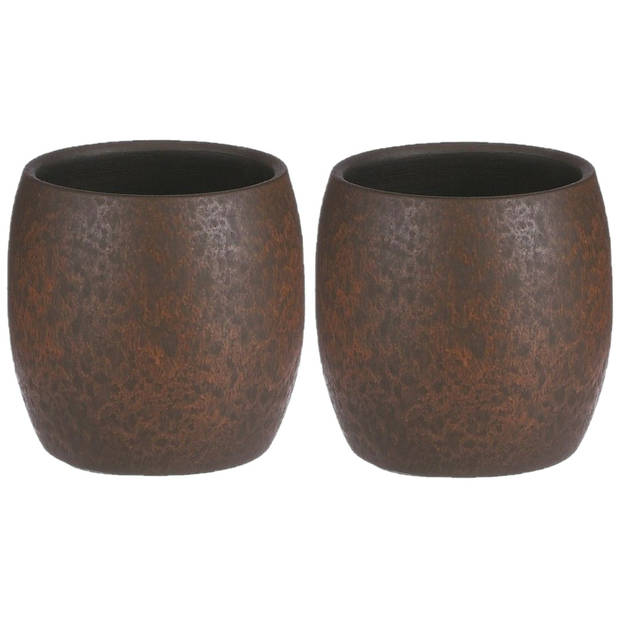 Mica Decorations Bloempot/plantenpot - 2x - roest/terracotta bruin - voor kamerplant - H22 x D24 cm - Plantenpotten