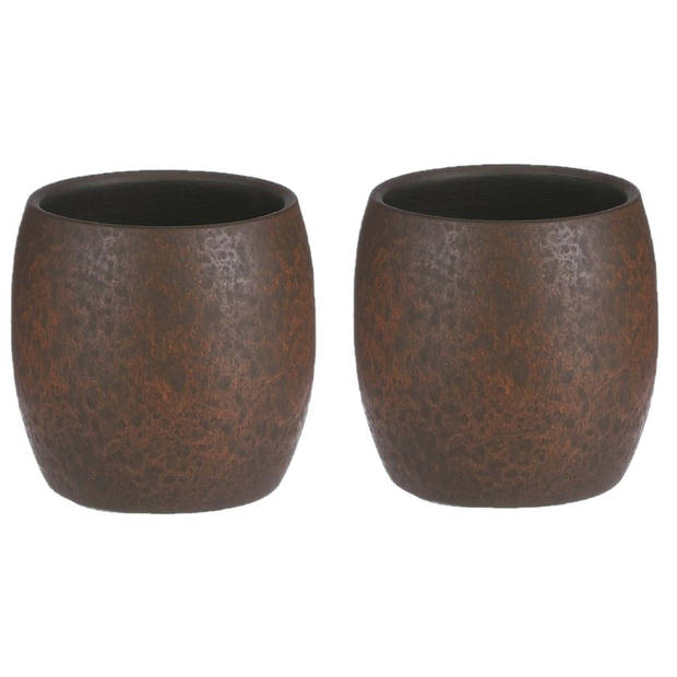 Mica Decorations Bloempot/plantenpot - 2x - roest/terracotta bruin - voor kamerplant - H12 x D14 cm - Plantenpotten