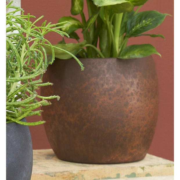 Mica Decorations Bloempot/plantenpot - 2x - roest/terracotta bruin - voor kamerplant - H18 x D20 cm - Plantenpotten