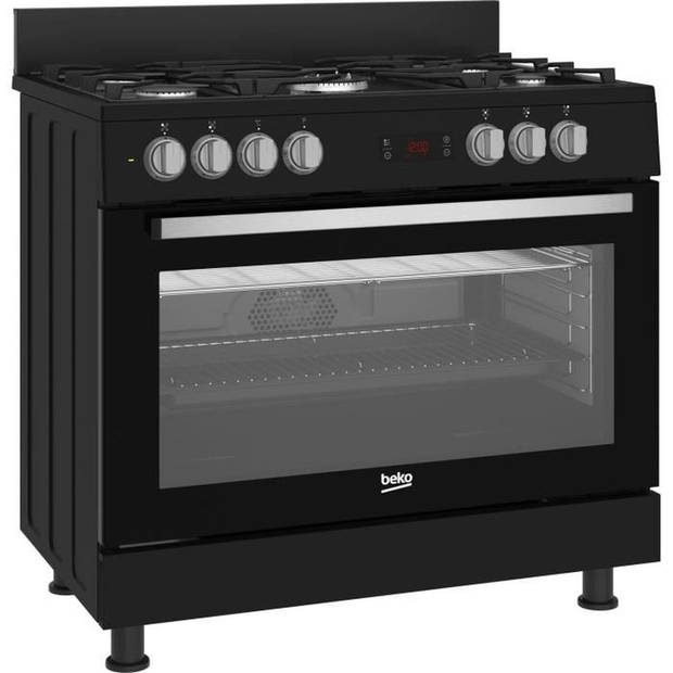 Beko - GM15311DBNS - 90cm - 4 GAS + 1 Dubbele kroon - Multifunctioneel - Katalysator Reiniging 3 zijden - 111L - Zwart