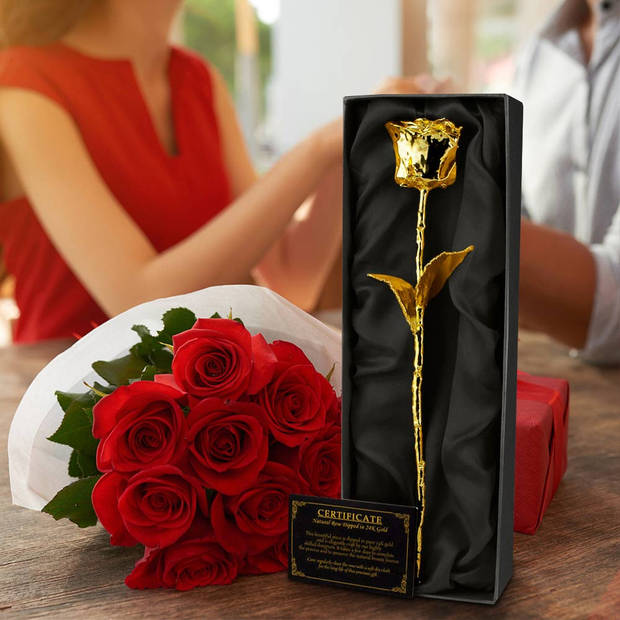Gouden Roos - Gedipt in 24Krt Goud - Luxe Cadeauverpakking - Echtheidscertificaat - Golden Rose - Original