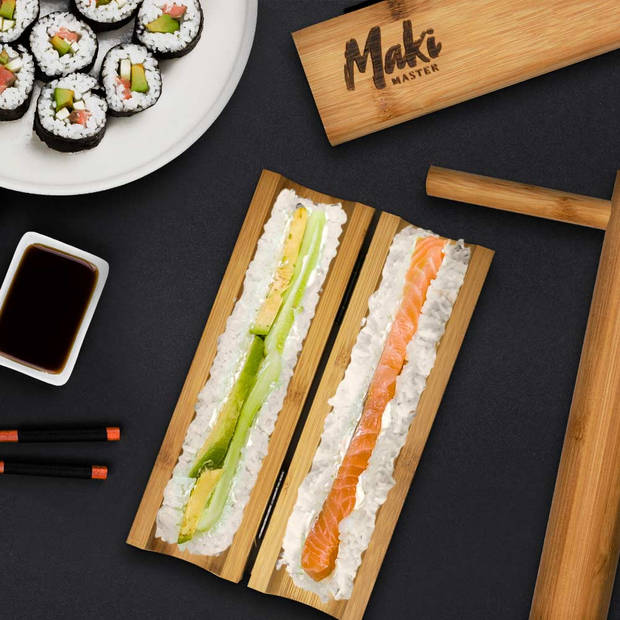 Sushi Maker - Maki Master - Maak Eenvoudig En Snel Je Eigen Sushi - Gemaakt van Bamboe - Sushi Bazooka - Groen/Zwart