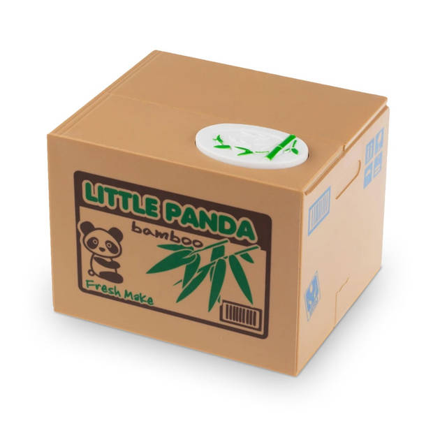Panda Bank - Stelende Panda - Stimulans om te Sparen - 10 x 11,5 x 12 cm - Panda Spaarpot - Groen/Zwart