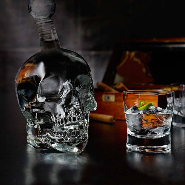 Skull bottle - 1 Liter - Schedel - Whiskey Karaf - Whiskey Decanter - Groen/Zwart