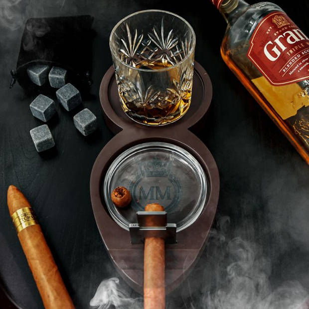 Whiskey & Sigaarhouder - Stijlvolle houder - Whiskey & Cigar Tray - Houder voor whiskey & sigaar - Whiskey accessoire -