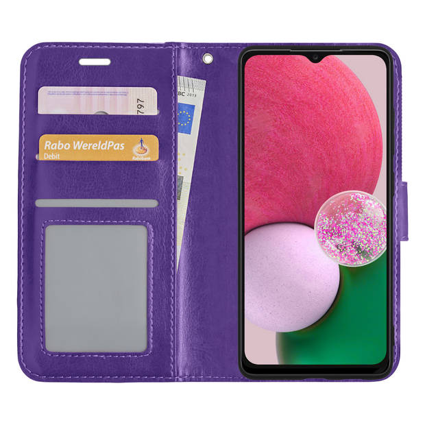 Basey Samsung Galaxy A13 4G Hoesje Book Case Kunstleer Cover Hoes - Paars