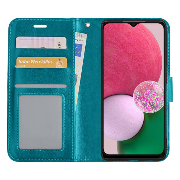 Basey Samsung Galaxy A13 4G Hoesje Book Case Kunstleer Cover Hoes - Turquoise
