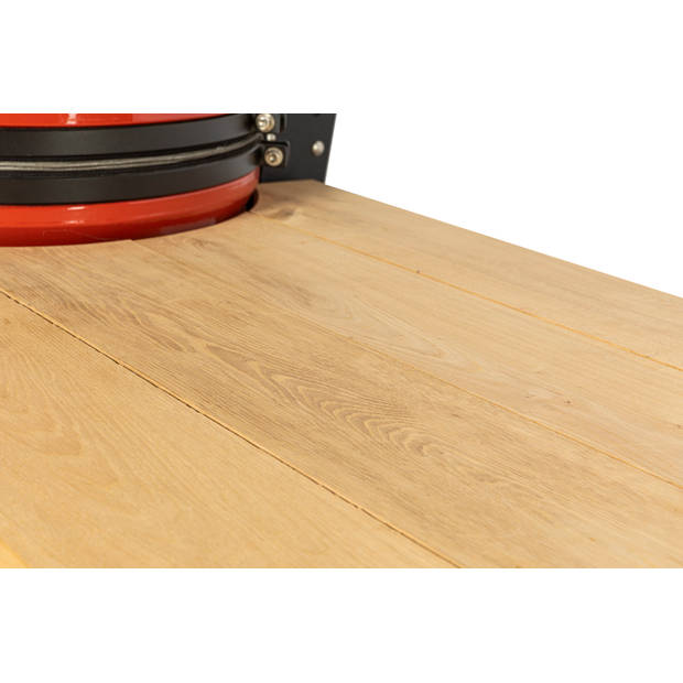 Eiken tafel met kast + Kamado Joe Classic of Big Joe - Rood