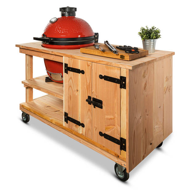 Douglas tafel met kast + Kamado Joe Classic of Big Joe - Rood