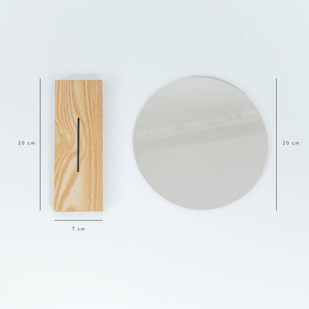 Oliva's - Ronde spiegel - Make-up spiegel - Tafelspiegel op bamboe voet - Ø 20 cm