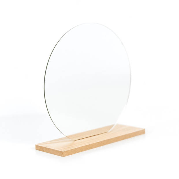Oliva's - Ronde spiegel - Make-up spiegel - Tafelspiegel op bamboe voet - Ø 20 cm
