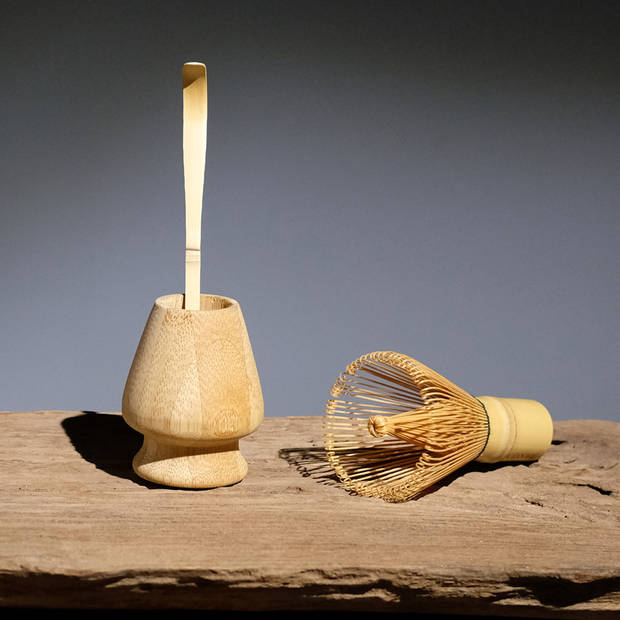 Oliva's - Bamboe Matcha thee set met klopper/garde (100 borstels/prongs), garde-houder en lepel