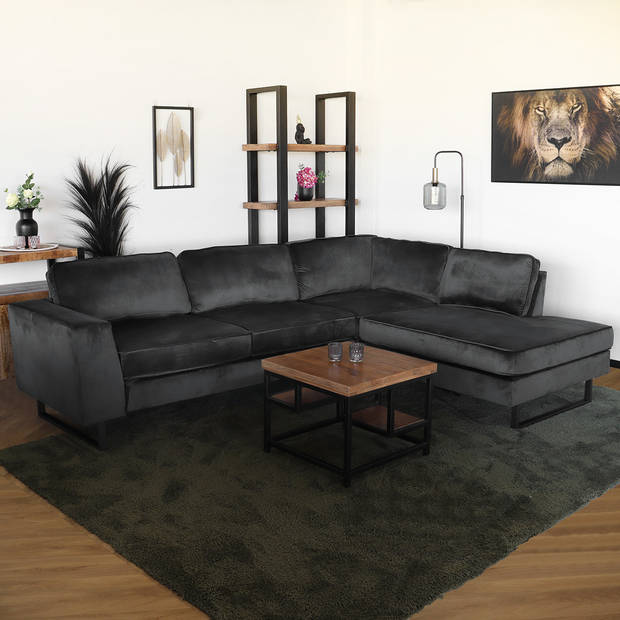 Hoekbank design Puckerto 290cm bank velvet antraciet hoek loungebank rechts bankstel