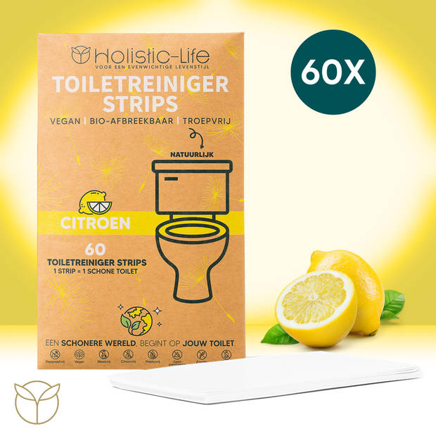 Natuurlijke WC reiniger Vellen - 60 Duurzame Toiletreiniger Strips – Citroen – Vegan – Zero Waste