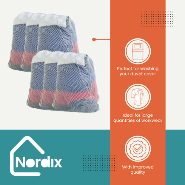 Nordix Waszak Groot XL - 60 x 90 CM - 6 stuks - Wit - Treksysteem - Trekbandsluiting - Polyester