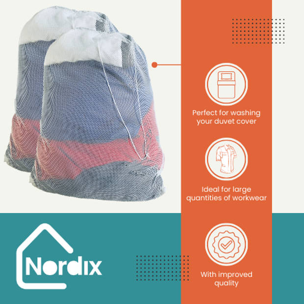 Nordix Waszak Groot XL - 60 x 90 CM - 2 stuks - Wit - Treksysteem - Trekbandsluiting - Polyester