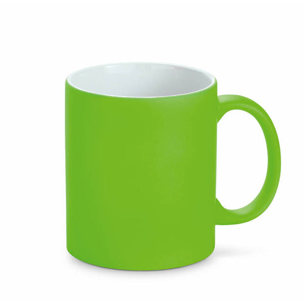 Luxe krijt koffiemok/beker - 4x - limegroen - keramiek - met all-over schrijfvlak - 350 ml - Bekers