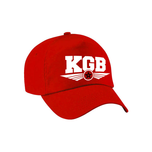 KGB agente / politie tekst pet / baseball cap rood voor volwassenen - Verkleedhoofddeksels