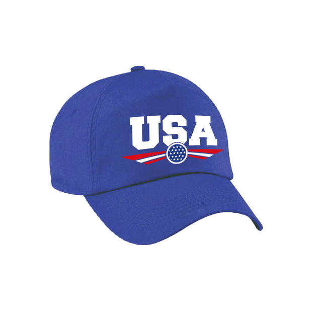 Amerika / USA landen pet / baseball cap blauw voor volwassenen - Verkleedhoofddeksels