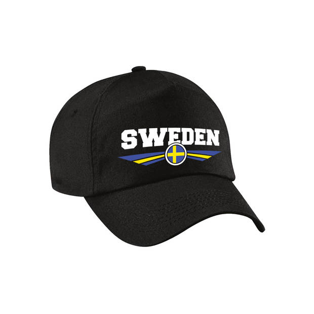 Zweden / Sweden landen pet / baseball cap zwart voor volwassenen - Verkleedhoofddeksels