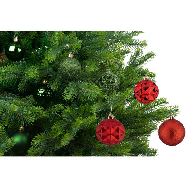Krist+ kerstballen - 6x stuks - rood - kunststof - gedecoreerd -7 cm - Kerstbal