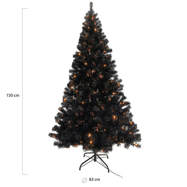 Wintervalley Trees - Kunstkerstboom Lars met LED verlichting - 150x83cm - Zwart