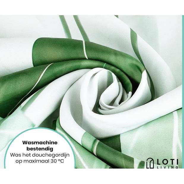 Loti Living Douchegordijn Anti Schimmel – Strelitzia - Inclusief ringen - Polyester - Douchegordijn 120x200 cm