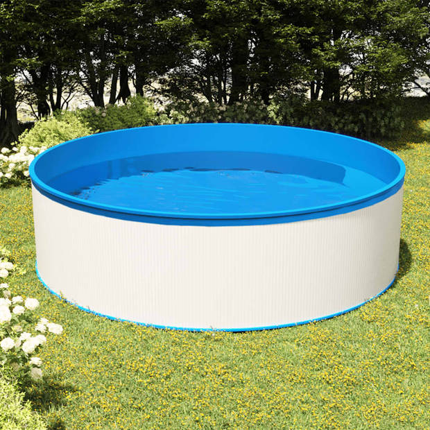 The Living Store Splasher Pool - Staal - 350 x 90 cm - Blauwe PVC-voering - Duurzaam en stevig - Oppervlakteskimmer en