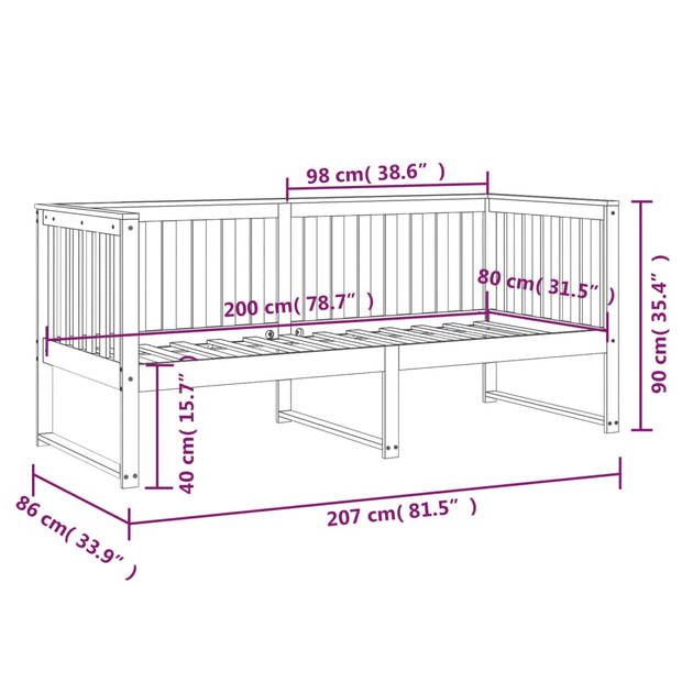 vidaXL Slaapbank 80x200 cm massief grenenhout honingbruin