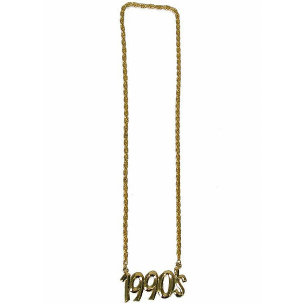Verkleed sieraden ketting - thema Nineties/jaren 90 - feestartikelen - goudkleurig - Verkleedsieraden