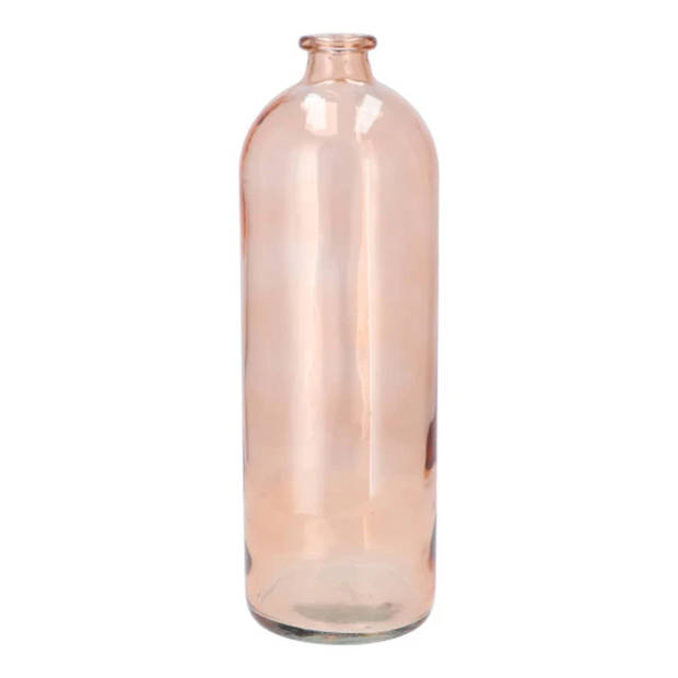 DK Design Bloemenvaas fles model - helder gekleurd glas - perzik roze - D14 x H41 cm - Vazen