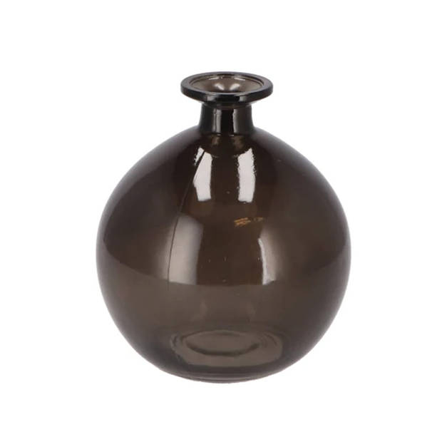 DK Design Bloemenvaas rond model - 2x - helder gekleurd glas - zwart - D13 x H15 cm - Vazen